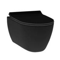 Wandcloset Randloos Mat Zwart | Idevit Alfa Keramiek 52cm (Exclusief zitting) - thumbnail