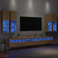 7-delige Tv-wandmeubelset met LED-verlichting sonoma eikenkleur - thumbnail