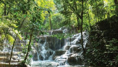 Waterval tredes 130x70cm Tuinschilderij Customize-it - Customize it