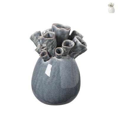 Decoratie vaas keramiek koraal - beige - 12.5x9x17 cm