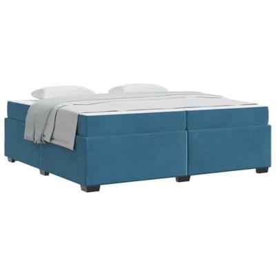 Bedframe met matras Donkerblauw 200 x 200 cm Fluweel