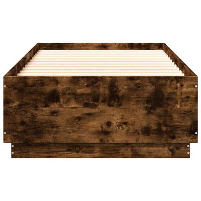 Bedframe met LED-verlichting gerookt eikenkleurig 90x200 cm