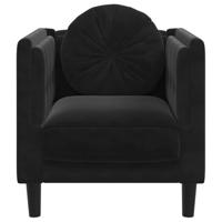 Fauteuil met kussen fluweel zwart - thumbnail