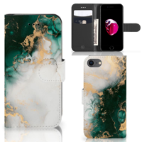 Bookcase voor iPhone 7 | 8 | SE (2020) | SE (2022) Marmer Groen | Portemonnee hoesje - thumbnail