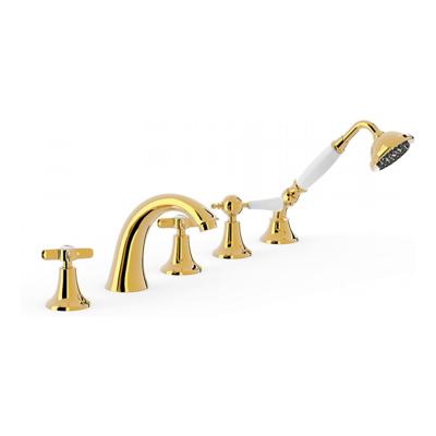 Badrandkraan Tres Clasic Mengkraan Gebogen Incl. Omstelknop en Handdouche Goud Tres