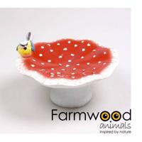 Farmwood Animals Vogelbad paddenstoel met vogel ø23x14cm - thumbnail