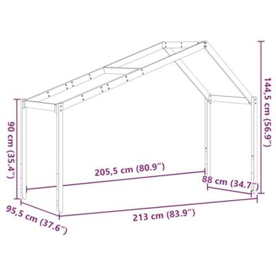 Kinderbedhuisje 213x95,5x144,5 cm massief grenenhout