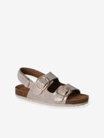 Leren sandalen met gespen goud - thumbnail