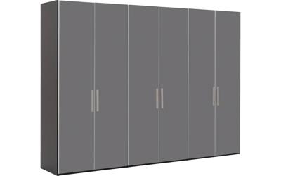 Goossens Kledingkast Easy Storage Ddk, Kledingkast 304 cm breed, 220 cm hoog, 6x glas draaideur