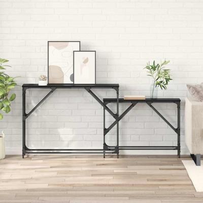 Wandtafel 2 pcs Zwart Eiken 100 x 28 x 75 cm Bewerkt hout