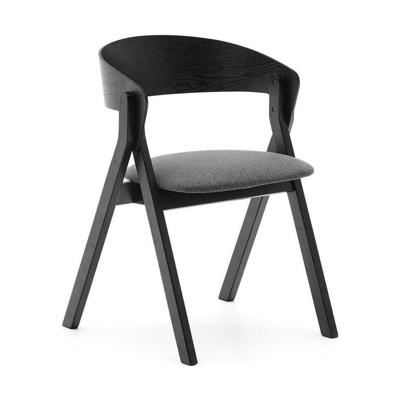 Kave Home Eetkamerstoel 'Godia' Essen en rubberhout, kleur Grijs/Zwart