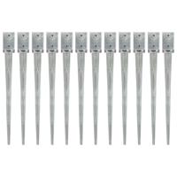 Grondpinnen 12 st 9x9x90 cm gegalvaniseerd staal zilverkleurig - thumbnail