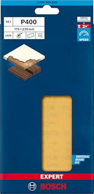 Bosch Accessories EXPERT C470 2608900866 Oscillerend schuurpapier Geperforeerd Korrelgrootte (num) 400 (l x b) 230 mm x 115 mm 10 stuk(s)