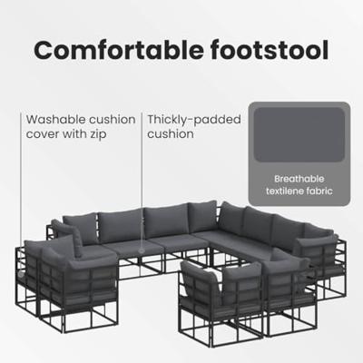 Tuinbankenset met kussen 11 pcs Zwart Aluminium