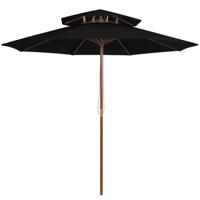 Parasol dubbeldekker met houten paal 270 cm zwart - thumbnail