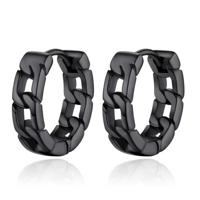 Mendes RVS Heren Oorringen zwart met schakelstructuur - thumbnail