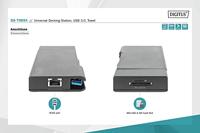 DIGITUS USB-C Travel Docking Station - 7 Poorten - 1x HDMI, 1x VGA (4K@30Hz) - 2x USB 3.0 / USB 2.0 - RJ45 LAN, Kaartlezer - Zwart - thumbnail
