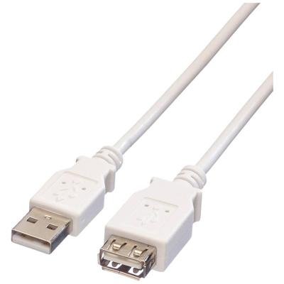 VALUE USB 2.0 kabel, type A-A, M/F, wit, 3 m