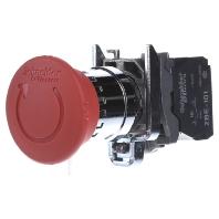 Schneider Electric XB4BT845 Paddestoelschakelaar Metalen frontring, Met NOT-AUS schakelaar, Rond, Terugstelbaar 120 V/AC 6 A 1x NC, 1x NO IP66, IP67, IP69,