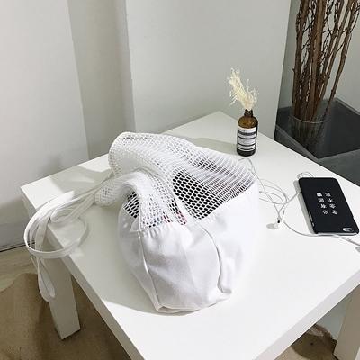 Transparante mesh één schoudertas student tas (wit)