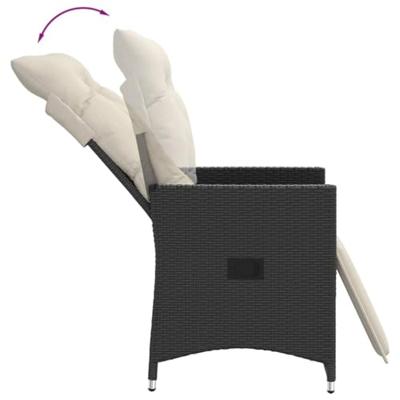 3-delige Bistroset met kussens poly rattan zwart - thumbnail
