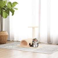 Bussandri Exclusive - Kattenmeubel met tunnel 60x34,5x50 cm crèmekleurig - thumbnail