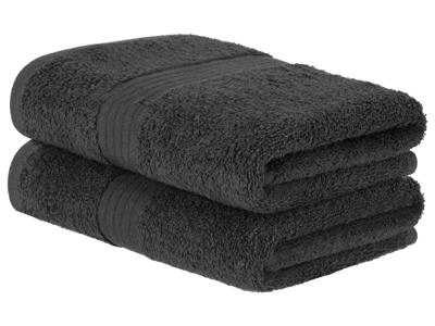 LIVARNO home Set van 2 handdoeken 100 x 50 cm (Donkergrijs)