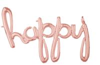 Folieballon 'Happy' Rosé Goud - thumbnail