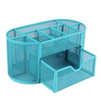 Bureau Organizer 9 rasters metalen mesh Office pen potlood houder (blauw) - thumbnail