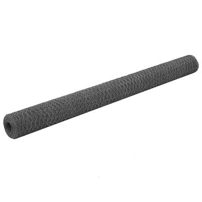 VidaXL Kippengaas 25x1,5 m staal met pvc coating grijs VidaXL Kippengaas 25x1,5 m staal met pvc coating grijs
