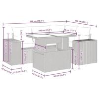 5-delige Loungeset met kussens poly rattan bruin - thumbnail