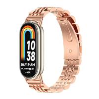 By Qubix - Stalen schakelbandje - Rosé goud - Compatible met Xiaomi Smart Band 8 & 9 - Compatible Xiaomi bandje - thumbnail