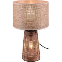 LED Tafellamp - Houten Tafellamp met E27 Fitting - Mat Bruin Design - thumbnail