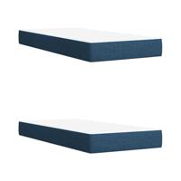 Boxspring met matras stof blauw 200x200 cm - thumbnail