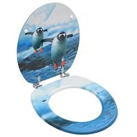 VidaXL Toiletbril met deksel pinguïn mdf - thumbnail