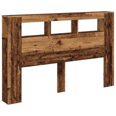 Hoofdeinde met LED 160x18,5x103,5 cm bewerkt hout oud hout