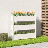 VidaXL Plantenbak 112x25x104,5 cm massief grenenhout wit - thumbnail