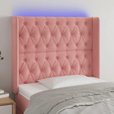 Hoofdbord LED 93x16x118/128 cm fluweel roze