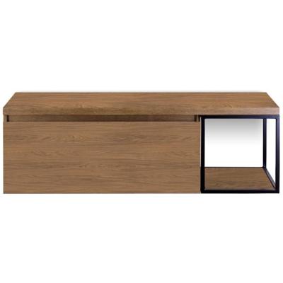 Frozen Badmeubelset 140 cm - Greeplijst in Kleur - Zwart Frame - Wastafelbovenblad Honey