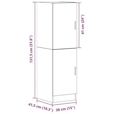 Keukenkast 38x41,5x131,5 cm bewerkt hout artisanaal eiken