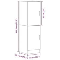 Keukenkast 38x41,5x131,5 cm bewerkt hout artisanaal eiken - thumbnail