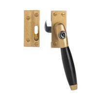 De Oude Deurklink Raamsluiting getrommeld messing met slot Klassiek recht - thumbnail