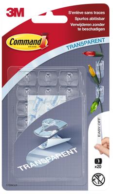 Command decohaak, extra small, draagvermogen 225 gram, transparant, blister van 20 stuks