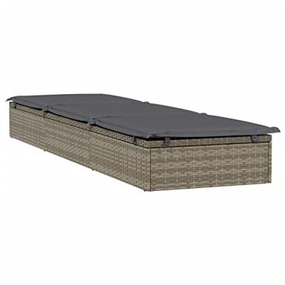 Ligbed met kussen 201x55x62 cm poly rattan grijs