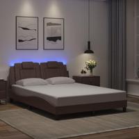 Bedframe met LED-verlichting kunstleer bruin 140x190 cm - thumbnail