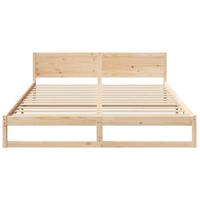 Bedframe met hoofdeinde Naturel 200 x 200 cm Massief grenenhout - thumbnail