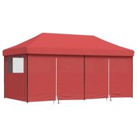Partytent inklapbaar pop-up met 4 zijwanden bordeauxrood - thumbnail