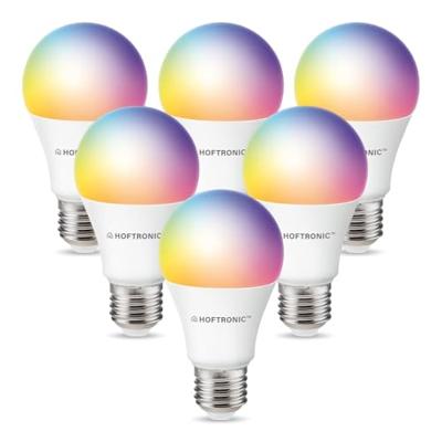 Set van 6 Smart E27 lampen - A60 Bolvorm - 10 Watt 806 lumen - RGBWW - Wifi & Bluetooth - Bestuurbaar via app - Google Home, Amazon Alexa en Siri - Smart lampen Set van 6 Smart E27 lampen - A60 Bolvorm - 10 Watt 806 lumen - RGBWW - Wifi & Bluetooth - Bestuurbaar via app - Google Home, Amazon Alexa en Siri - Smart lampen