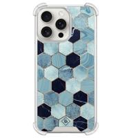 iPhone 15 Pro Max shockproof hoesje - Blue cubes - thumbnail