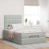 Ottoman bed met matrassen en LED's 80x200cm fluweel lichtgrijs - thumbnail